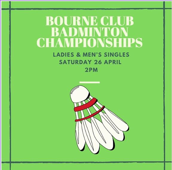 The Men’s and Ladies Badminton Singles Club Championships will take place on Saturday 26th April at 2pm and we’d love you to be part of the action. 

Whether you’re showcasing your skills on the court, or cheering from the sidelines, don’t miss this opportunity to be part of a fun and memorable afternoon at the Club.

If you wish to enter, please book your place and pay via the Club website by Thursday 24th April. 
 
We look forward to seeing you there, shuttlecocks at the ready!

#badminton #shuttlecocks #clubchamps #singles #finals #badmintonislife #badmintonlovers