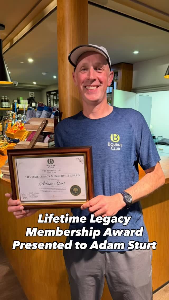 Lifetime Legacy Membership Award
Presented to Adam Sturt at the end of last nights informative 101st AGM of the Bourne Club.

Great to hear about the amazing work that has been going on over the last 12 months.

Equally great to see so many members attend.

#agm #thebourneclub #award #legacy #farnham