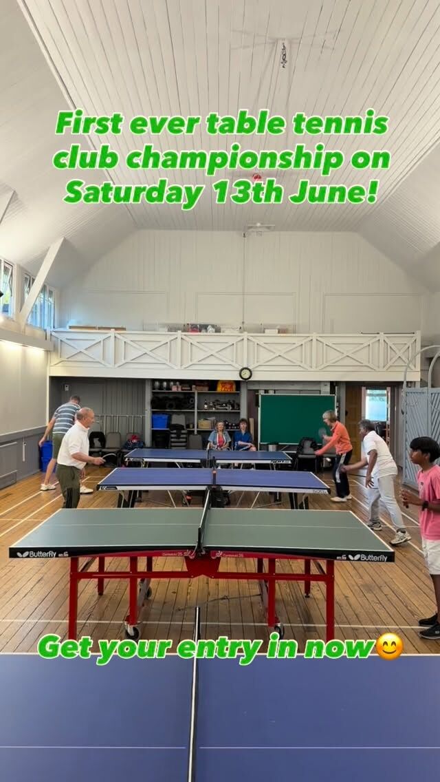 We’re excited to be hosting our first ever Bourne Club Table Tennis Club Championships on Saturday 13th June.

It’s set to be a super fun day. A table tennis extravaganza if you will in the newly resurfaced Sports Hall so there will be lots of room to play and spectate 😊.

Key details:
* Saturday 13th June from 10:00am
* Two events available:
- Ladies Singles (women aged 14+)
- Open Singles (anyone aged 14+)
* £10 entry per event, paid by transferring the fee to member account no. 10129
* Players should be guaranteed at least 3 matches on the day 
* Prizes on offer
* Entry deadline is Saturday 6th June 
* Sign up here

If you have any questions about the event, feel free to contact our coach, Luke at lukecackett.coach@bourneclub.co.uk 

#tabletennis #championship #competition #farnham #surrey