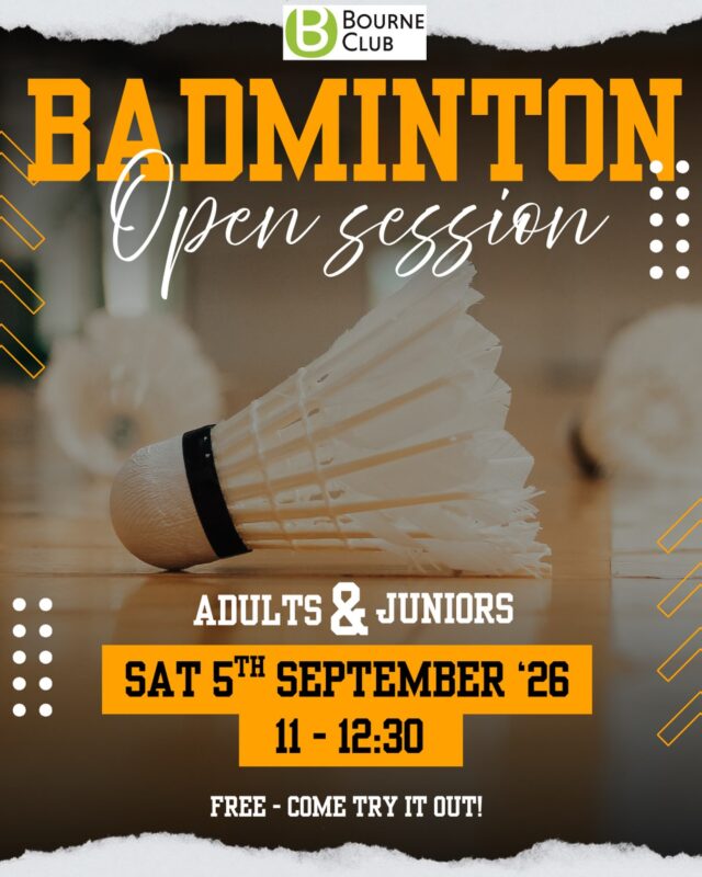 Looking to try out badminton at The Bourne?

We’re holding an adult and junior badminton open session Saturday 5 September between 11-12.30pm at the club. 
This is free for members and non-members to come and try the sport - so if you have a friend who is interested in playing, then please bring them to come too! 

Rackets and shuttles can be provided on the day.
 
Simply sign up via the link below if you wish to attend. (Registration is required via the Club’s website for non-members).

https://bourneclub.clubsolution.co.uk/newlook/proc_vishold.asp?hold=61349&f=skiftprefix 
 

We look forward to seeing you there!!

#farnhamevents #surreysport #badmintonlovers #farnham #surreybadminton